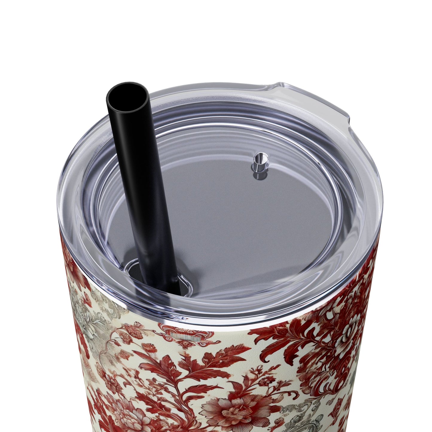 Red & White Baroque Chinoiserie Tumbler – 20oz Maars Skinny Tumbler with Straw | Insulated Stainless Steel Travel Mug