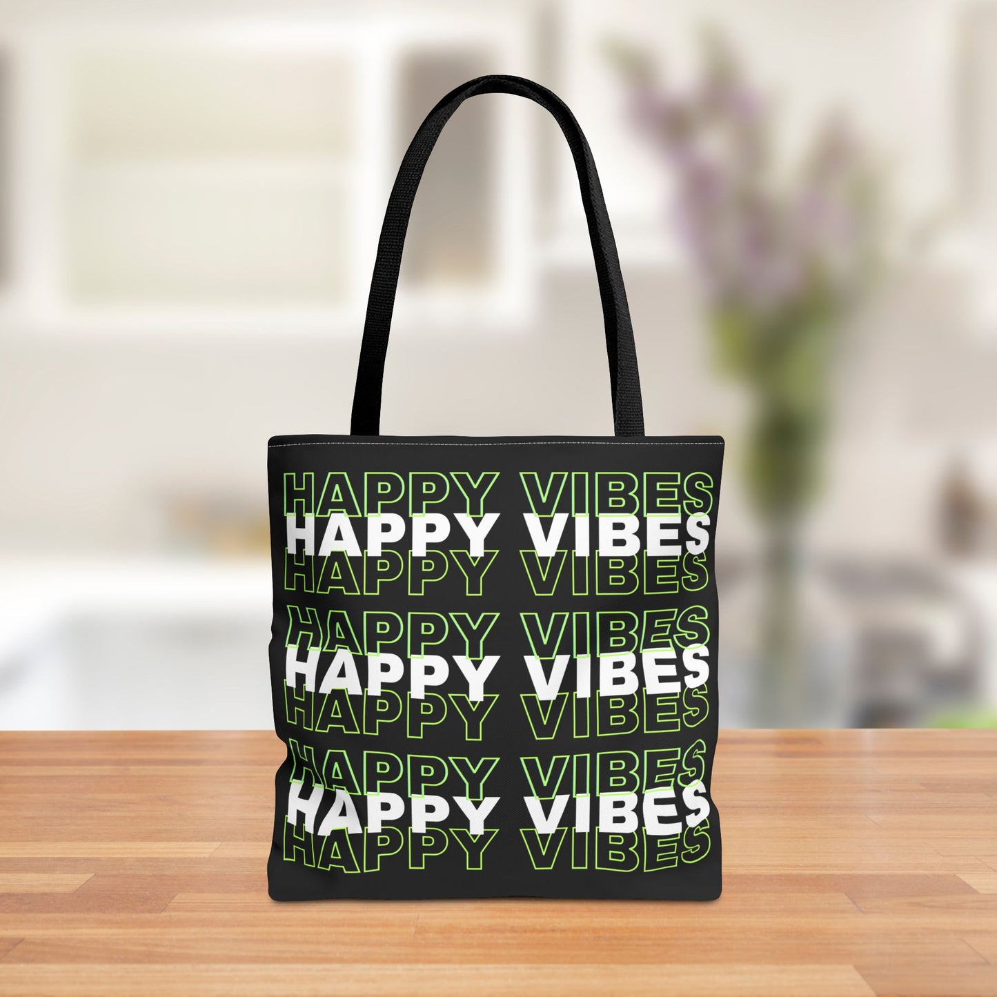 Reversible "Happy Vibes" and "Love Yourself Today" Motivational Tote Bag - Available in 3 Sizes
