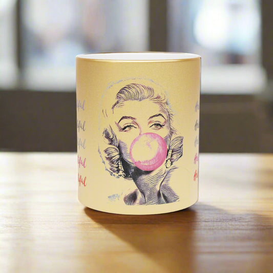 Marilyn Monroe Gold Metallic Coffee Cup - "Hello, Beautiful" Edition