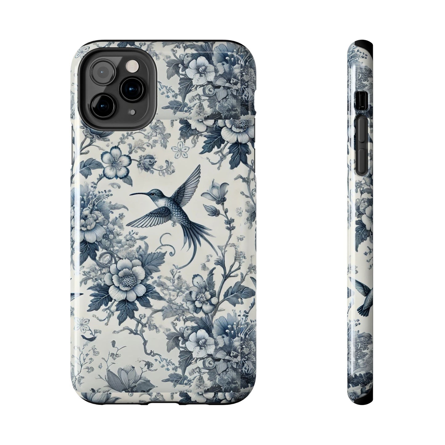 Vintage Hummingbird Floral Phone Case | Protective iPhone & Samsung Case | Artistic Nature-Inspired Cover | Blue Botanical Bird Design