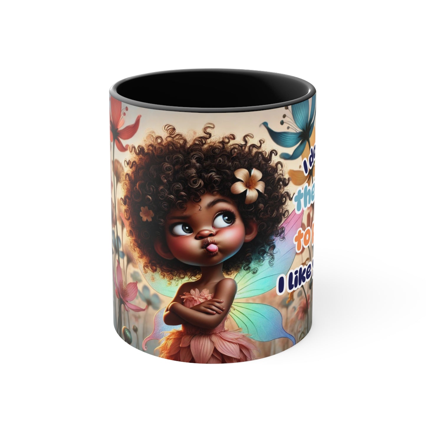 Sassy Fairy Coffee Mug | I Don’t Have the Energy to Pretend I Like You Today | Whimsical Afro Fairy Design | Funny Quote Mug | Gift for Coworkers | 11oz Mug