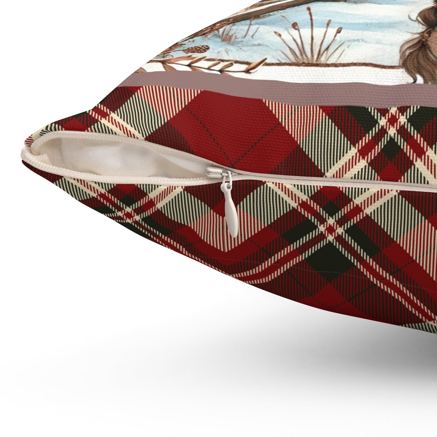 Close-up of the hidden zipper detail on the pillow, highlighting the high-quality construction and seamless finish.