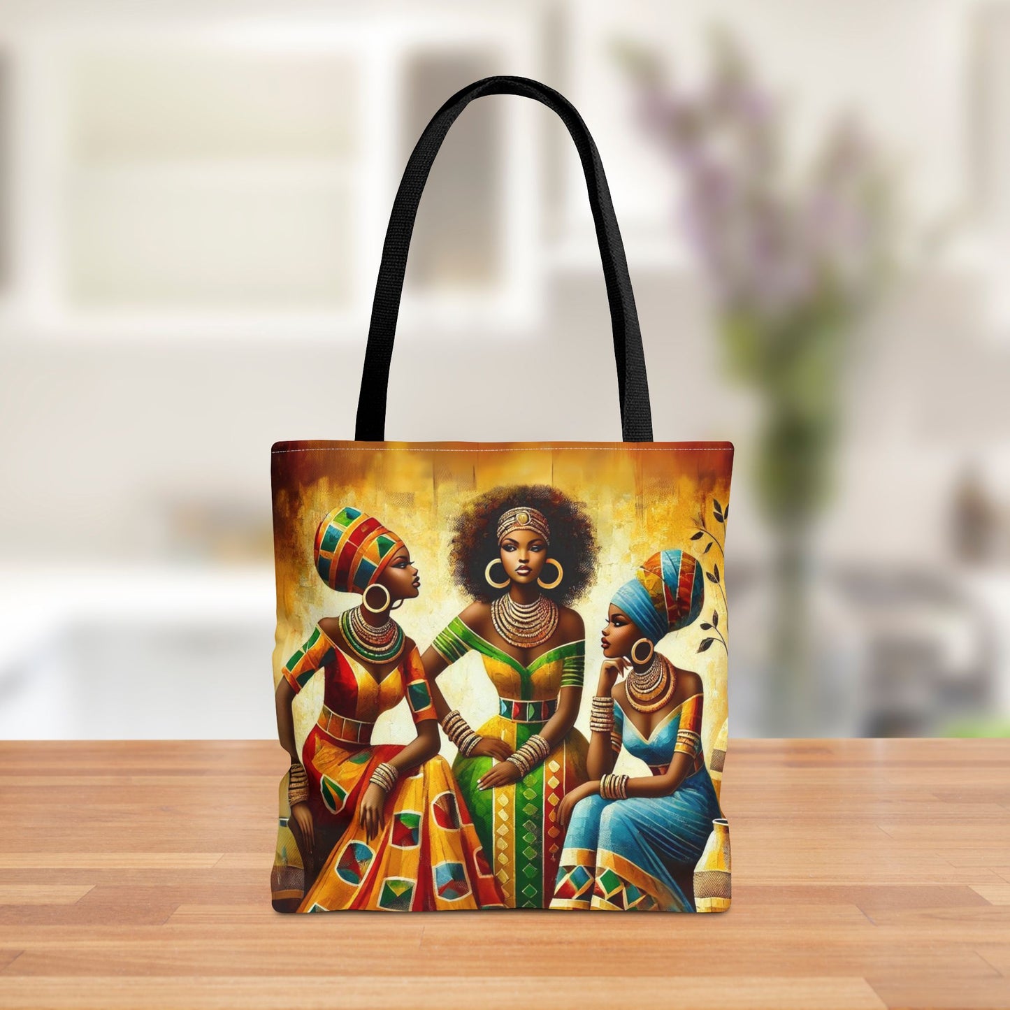 African Queens Tote Bag | Vibrant Tribal Fashion Design | Cultural Art Shoulder Bag | Bold and Colorful Everyday Tote