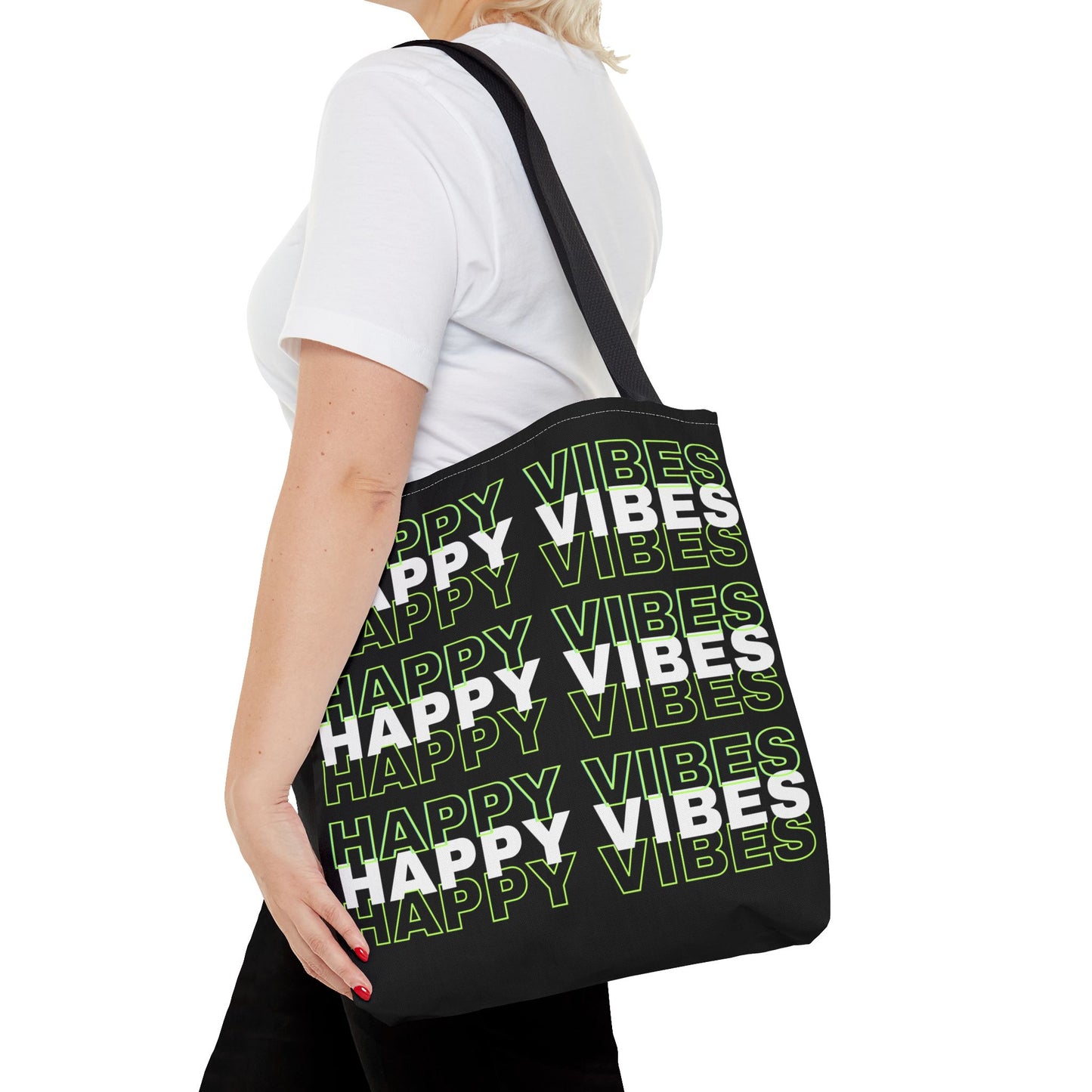 Reversible "Happy Vibes" and "Love Yourself Today" Motivational Tote Bag - Available in 3 Sizes