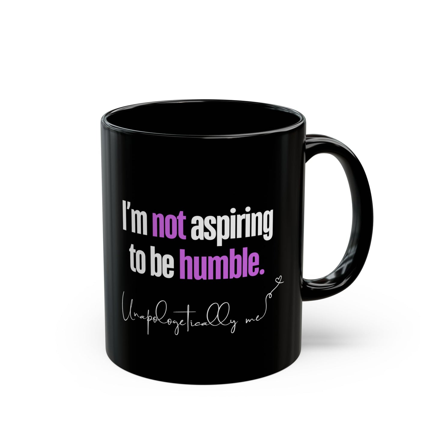 Close-up shot of the coffee mug design highlighting the bold text.