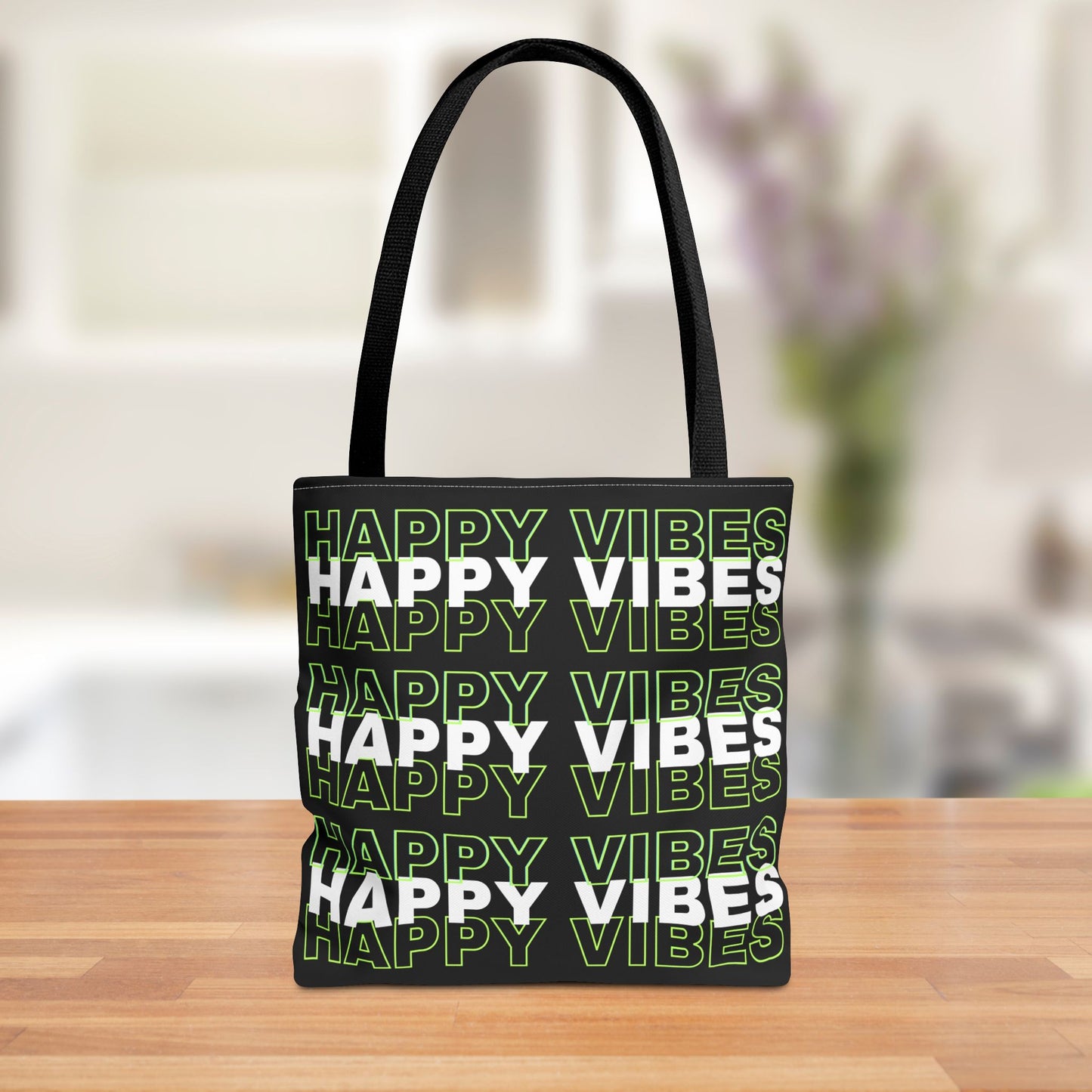 Reversible "Happy Vibes" and "Love Yourself Today" Motivational Tote Bag - Available in 3 Sizes