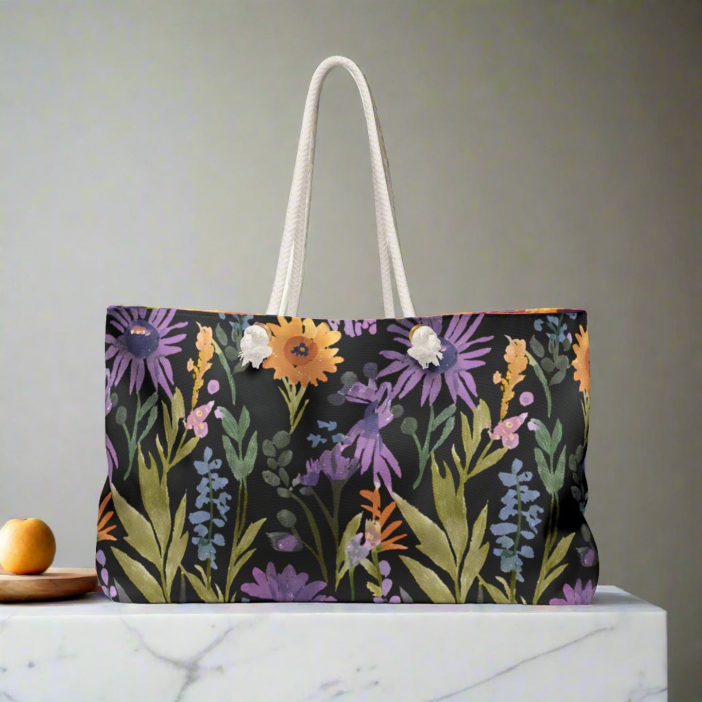 Floral Weekender Bag - Black