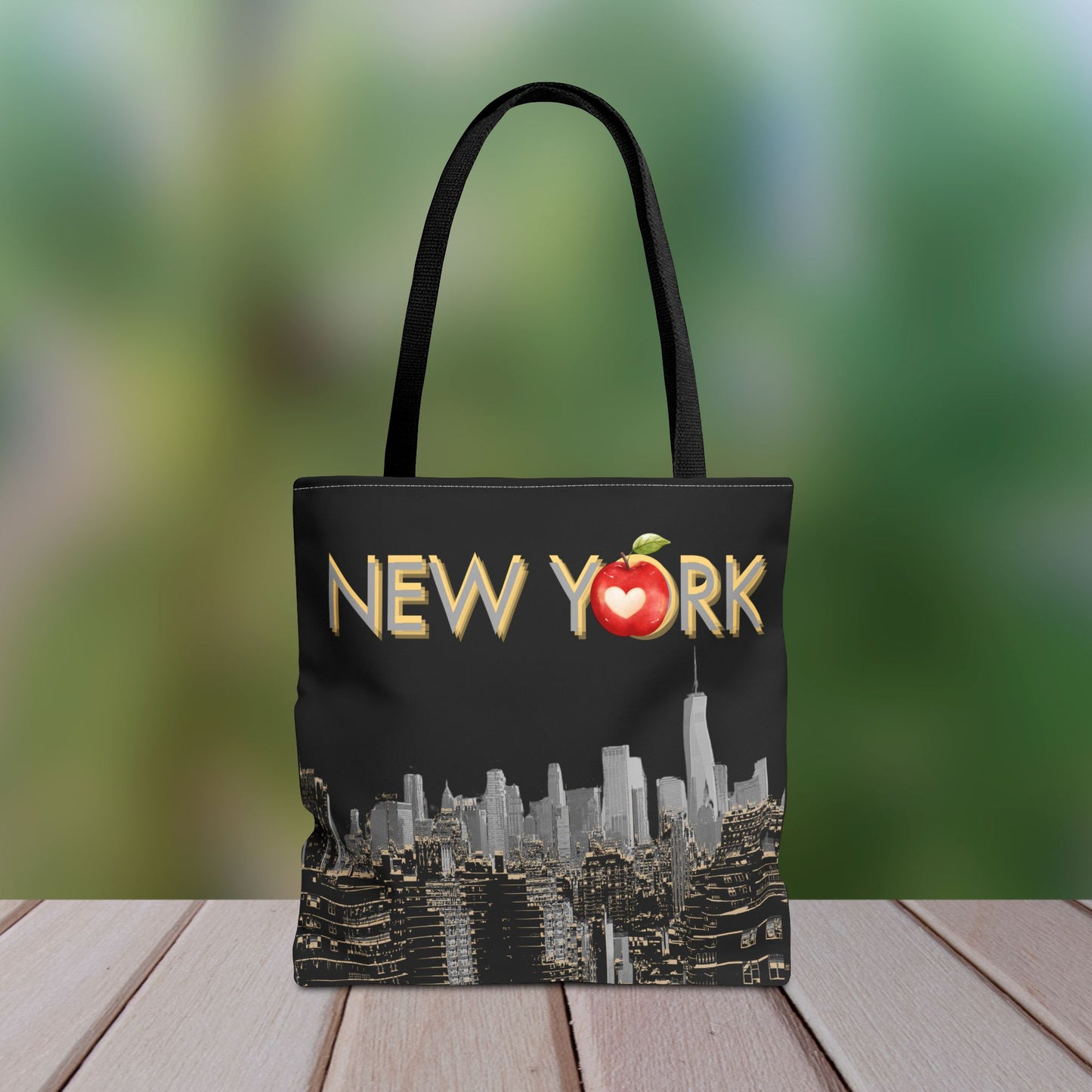 New York Skyline Tote Bag | Iconic NYC Design with Apple Detail | Durable and Stylish