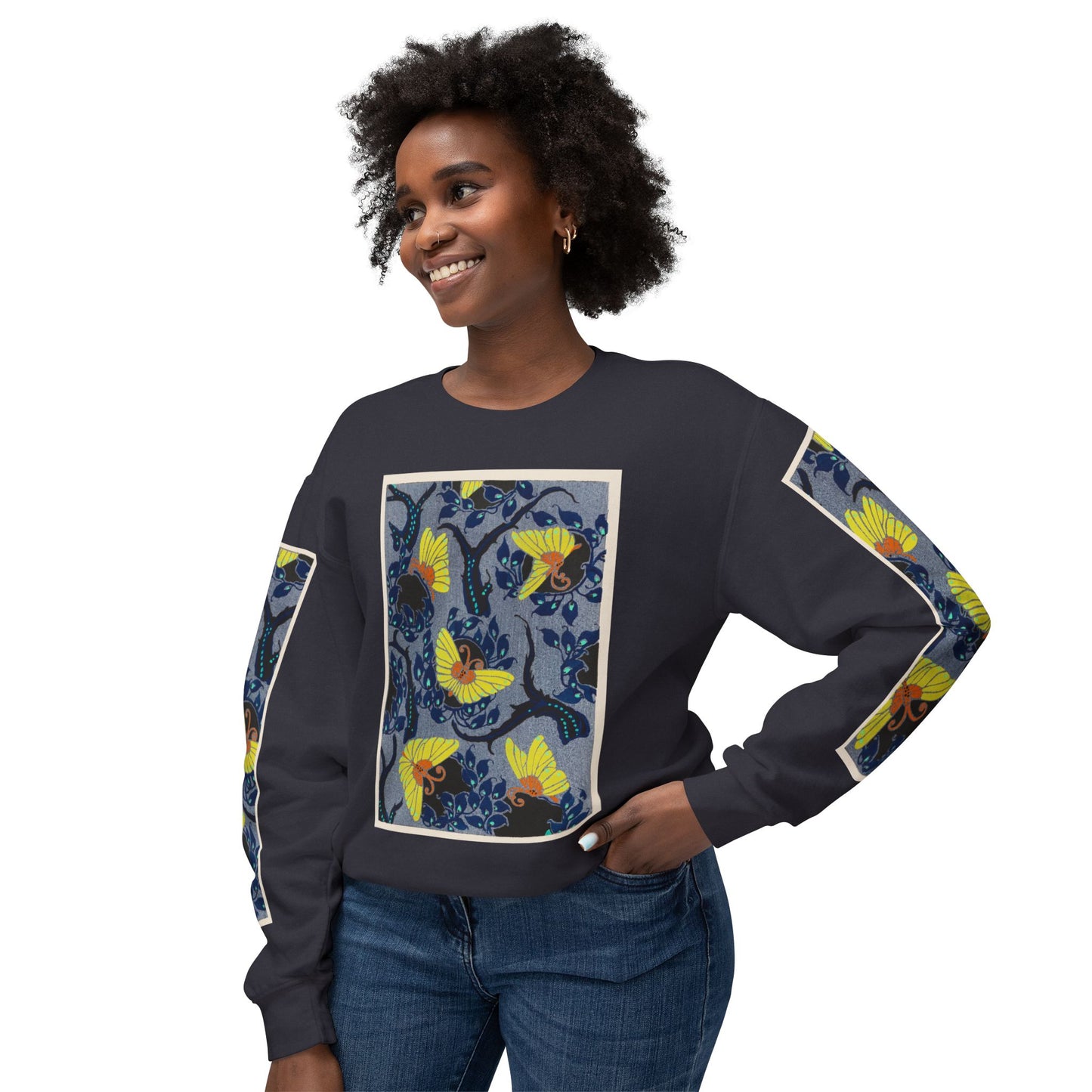 Art Nouveau Butterfly Crewneck Sweatshirt – E. A. Séguy Inspired Unisex Sweater