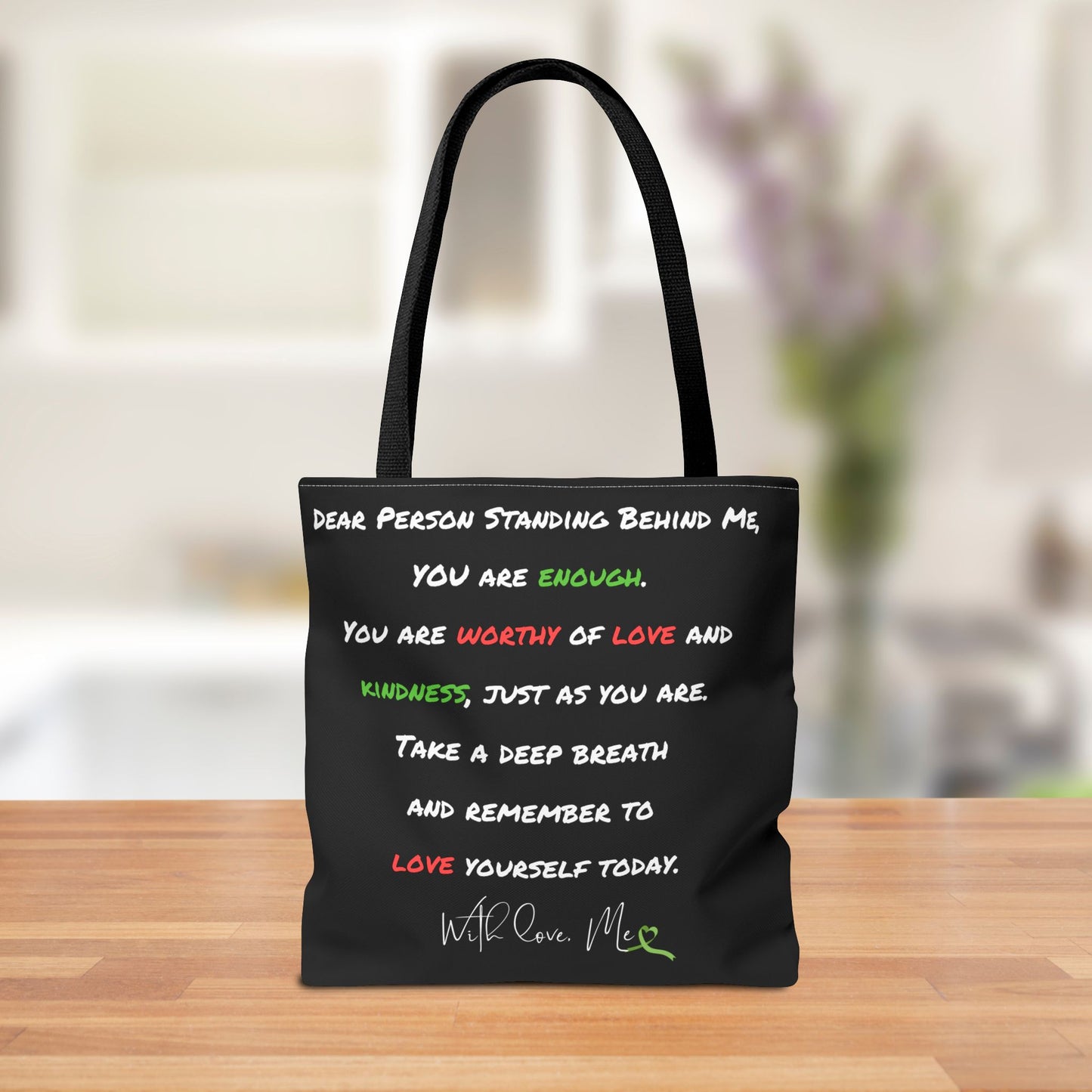 Reversible "Happy Vibes" and "Love Yourself Today" Motivational Tote Bag - Available in 3 Sizes
