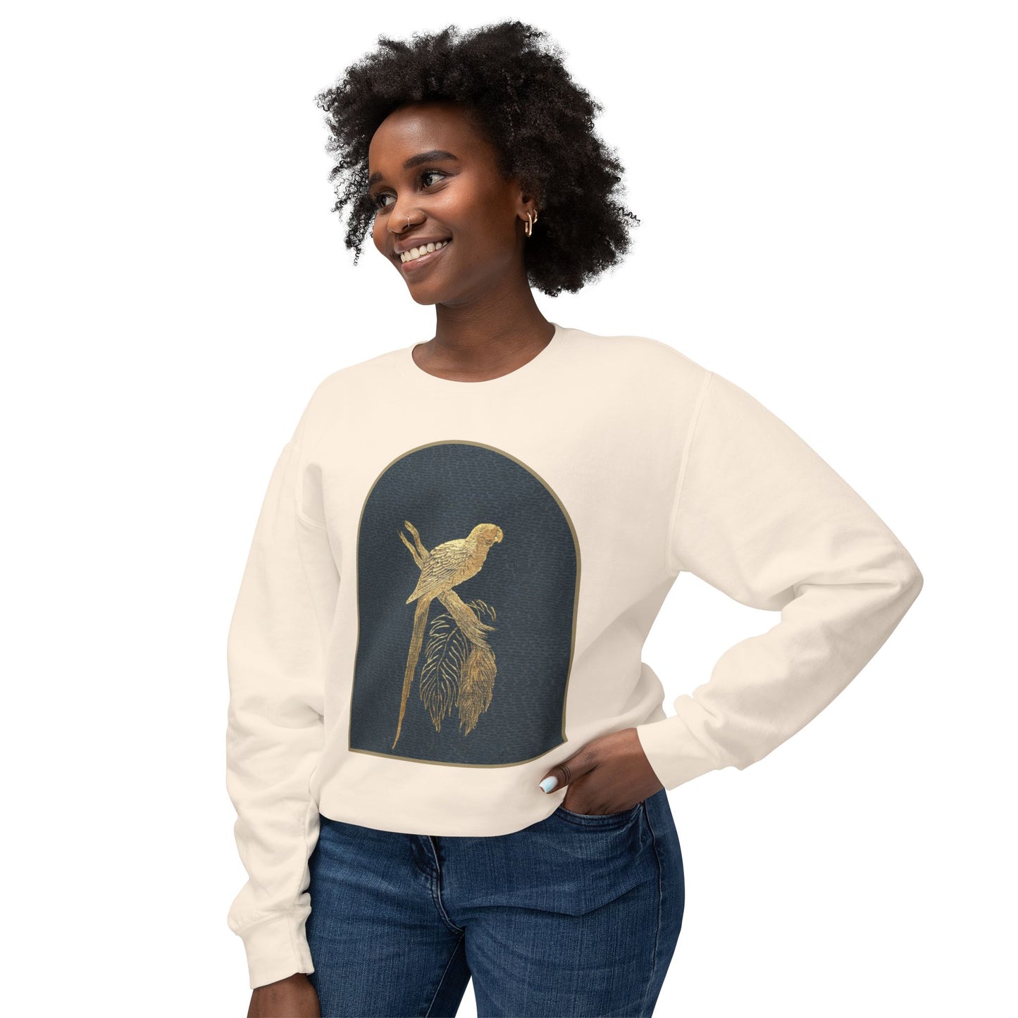 Elegant Gold Bird Sweatshirt – Unisex Crewneck with Timeless Design