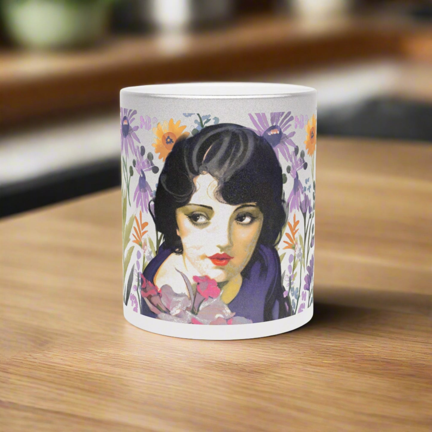 Estelle Taylor Gold Metallic Coffee Cup - Vintage Hollywood Glamour