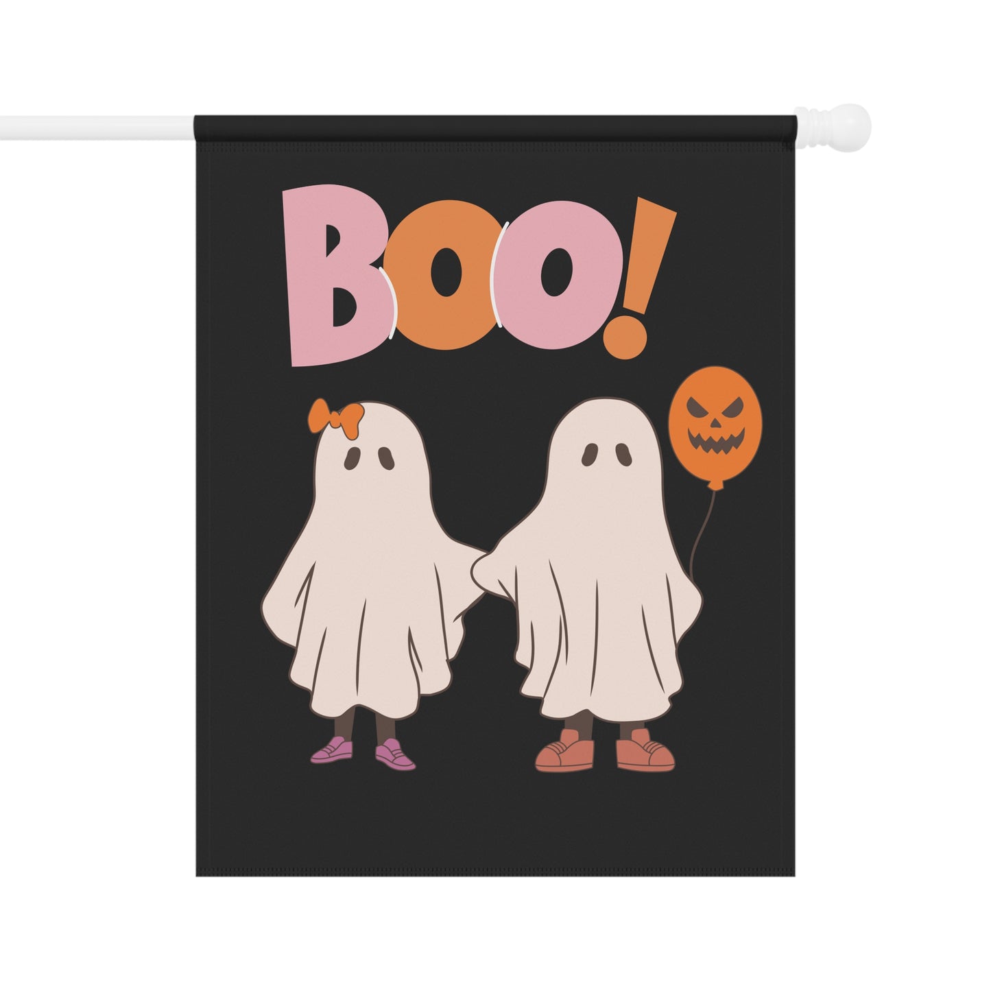 Boo! Halloween Garden Flag | Cute Ghost Duo | 100% Poly Poplin-Canvas