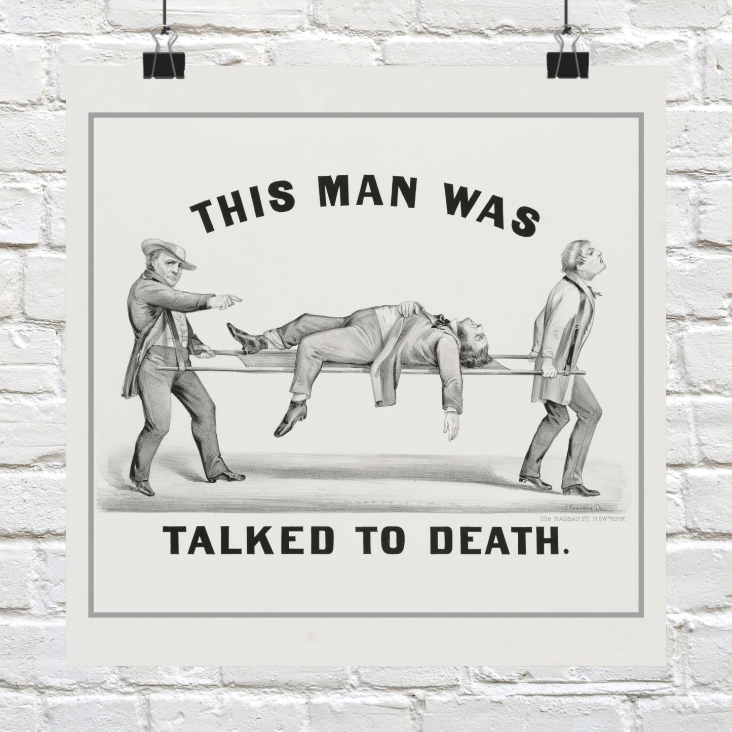 "Talked to Death" Vintage Poster – Retro Humor Print (Available in 10"x10" and 20"x20")