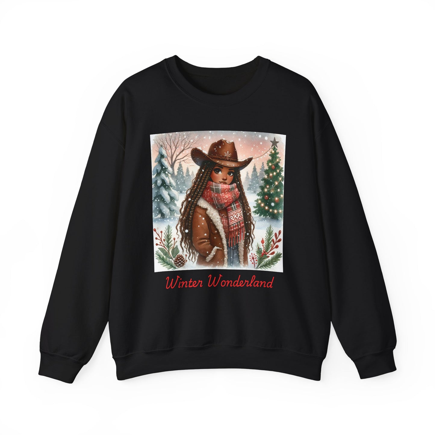 Winter Wonderland Cowgirl Sweatshirt | Holiday Cozy Fashion | Available in Black, Sand, Military Green