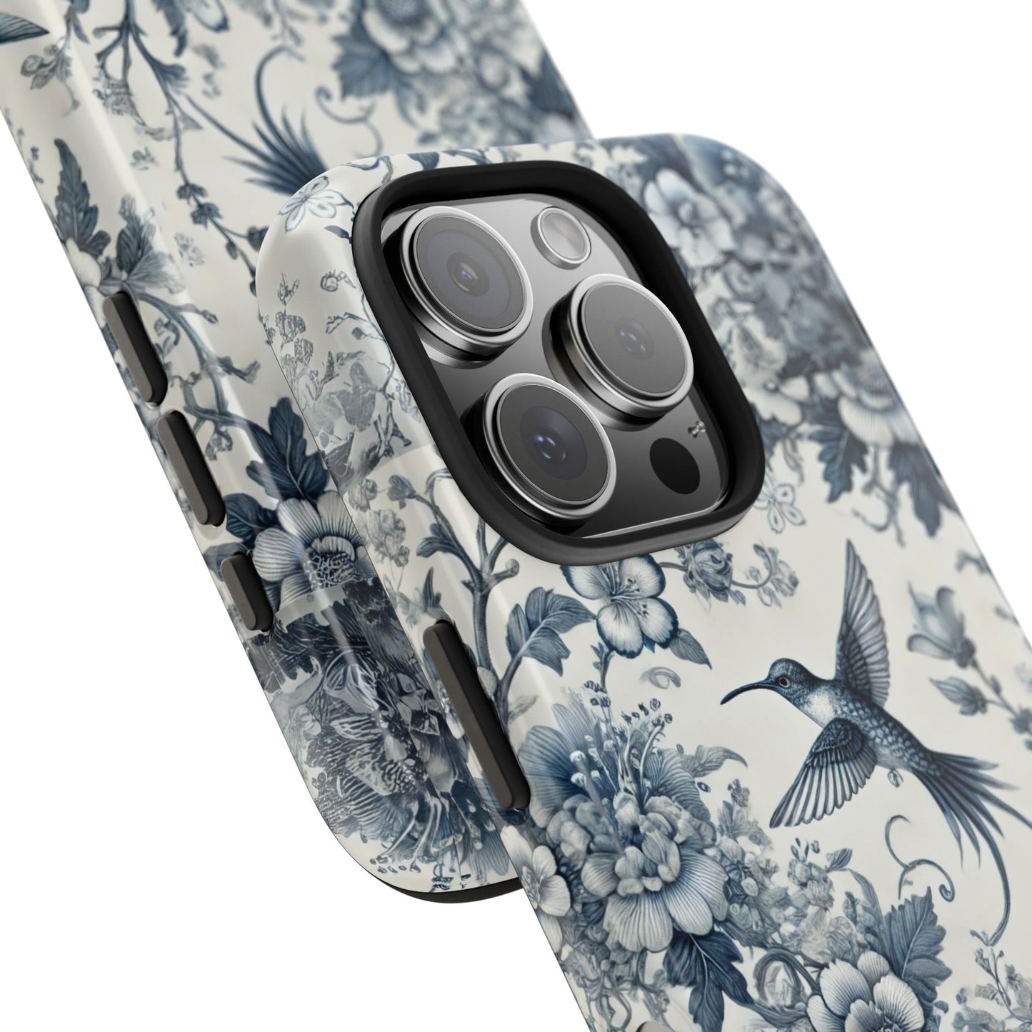 Vintage Hummingbird Floral Phone Case | Protective iPhone & Samsung Case | Artistic Nature-Inspired Cover | Blue Botanical Bird Design