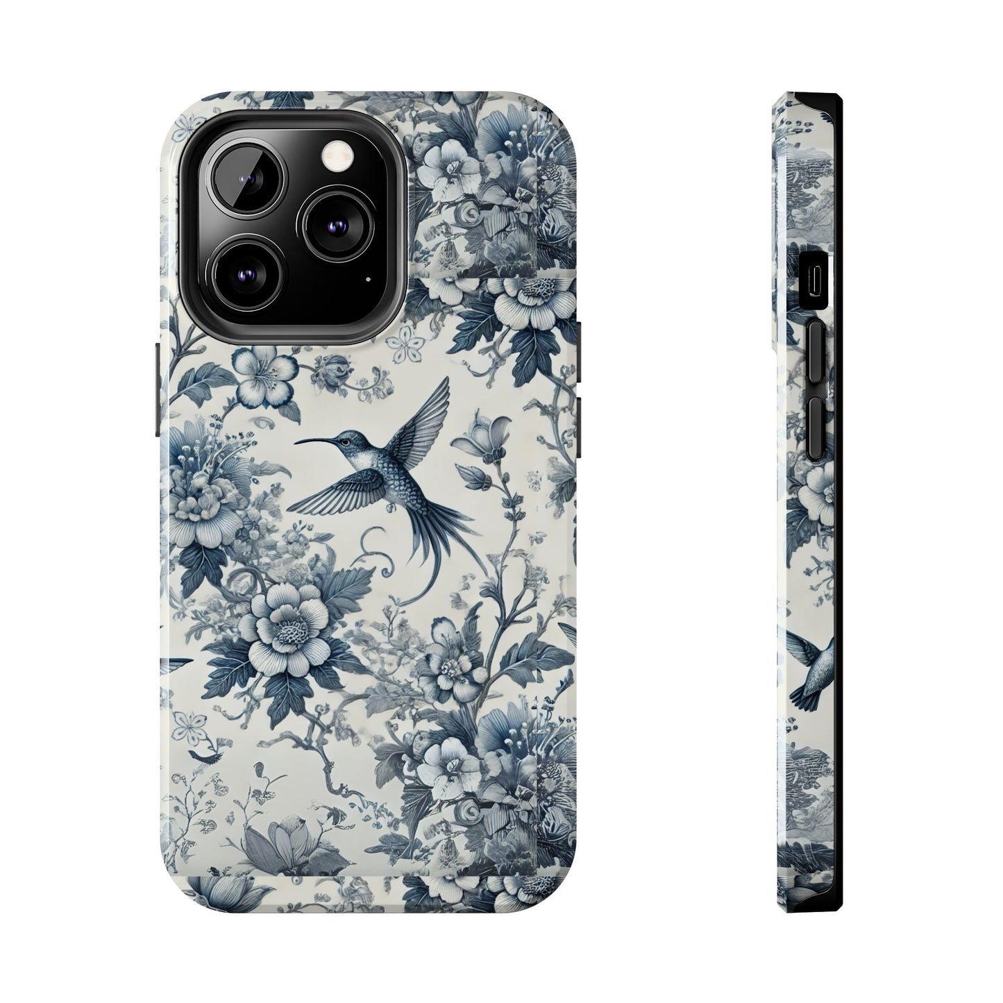 Vintage Hummingbird Floral Phone Case | Protective iPhone & Samsung Case | Artistic Nature-Inspired Cover | Blue Botanical Bird Design
