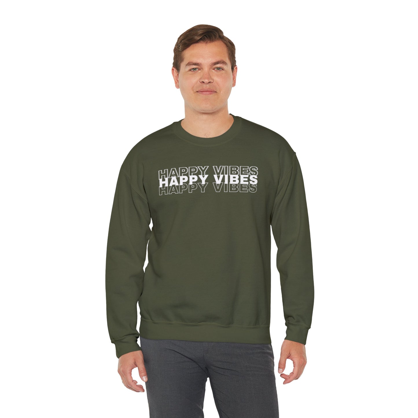 Happy Vibes Sweatshirt - Unisex Cozy Motivational Crewneck