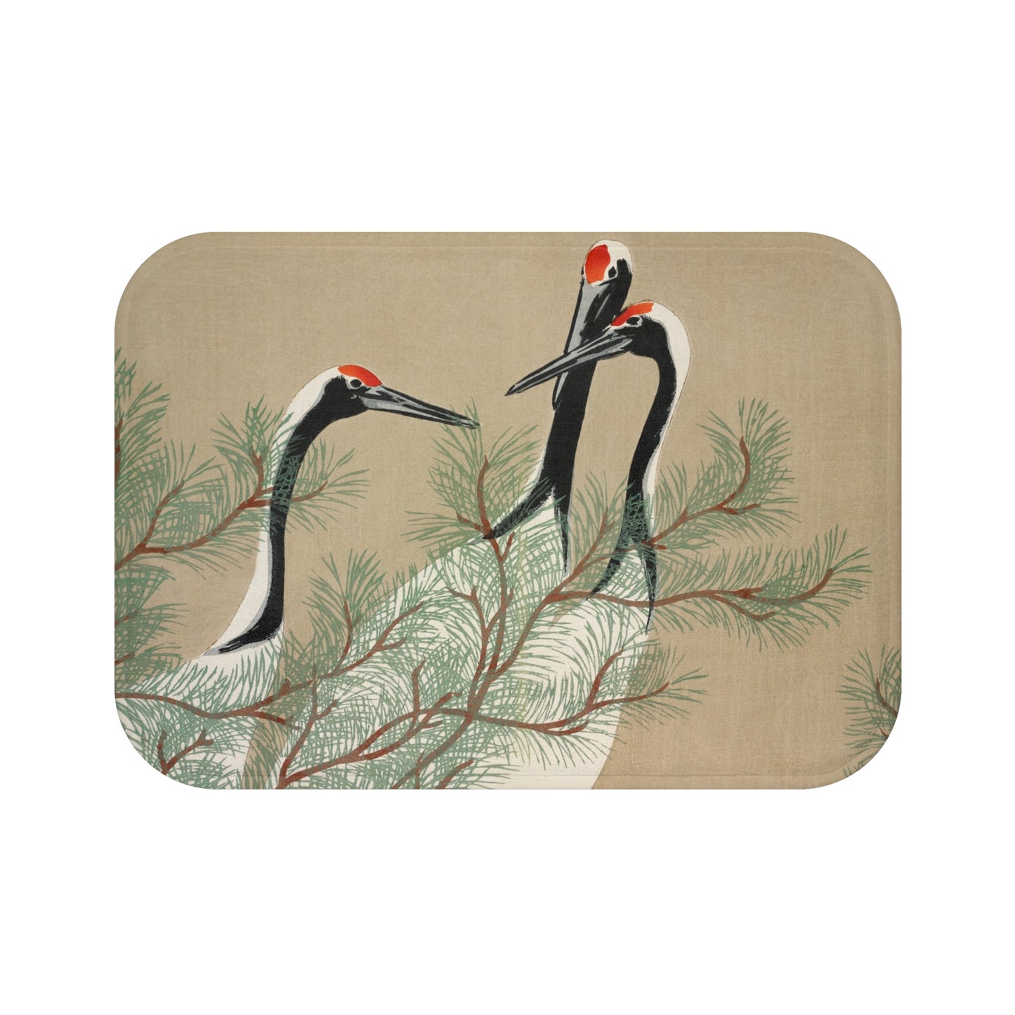 Elegant Crane Bath Mat featuring Kamisaka Sekka’s Design from Momoyogusa–Flowers of a Hundred Generations (1909)