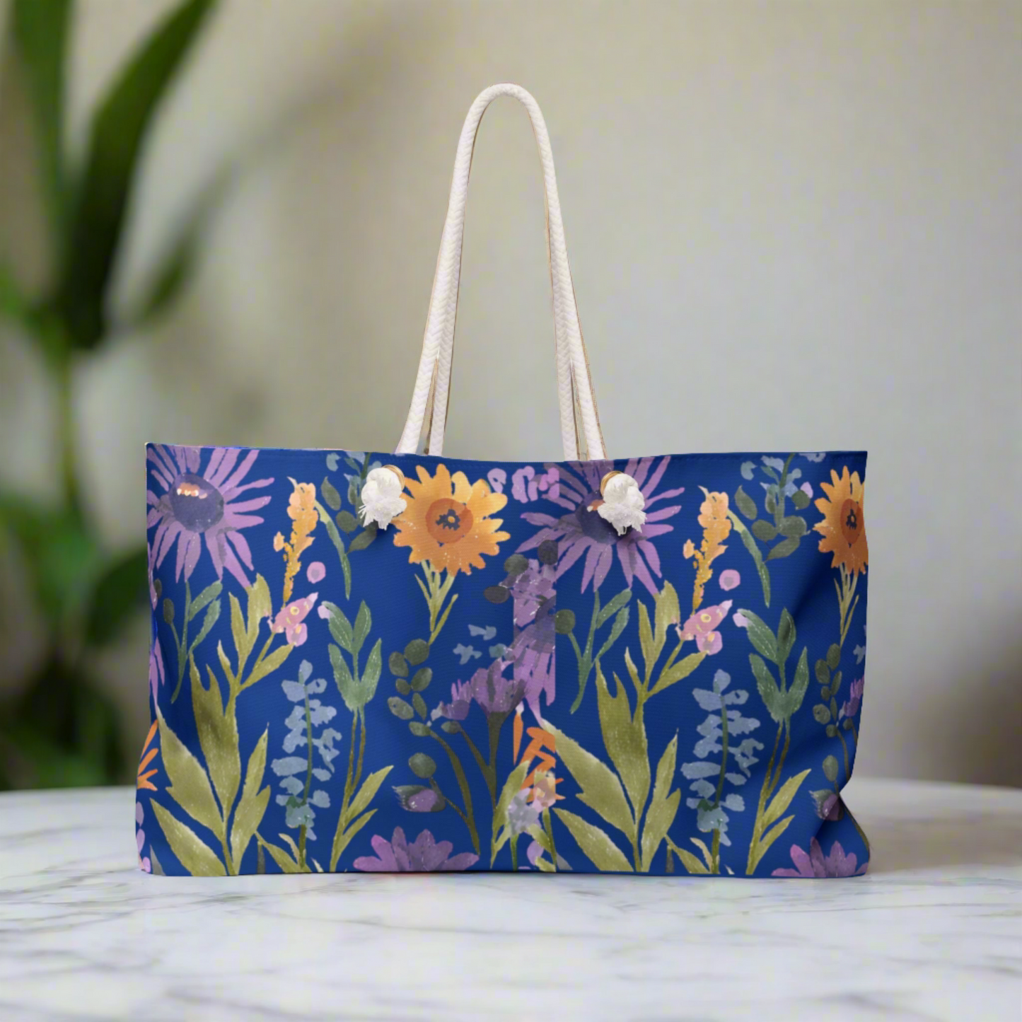 Floral Weekender Bag - Blue