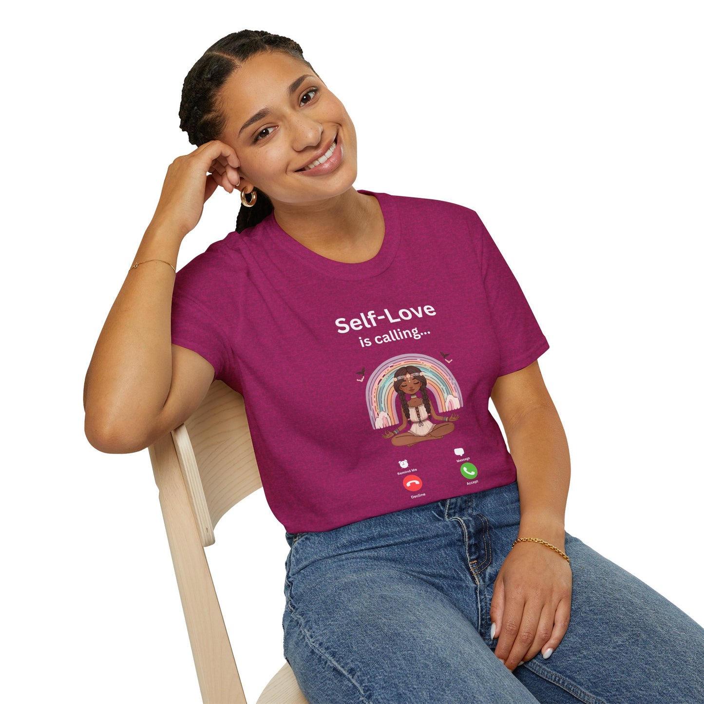 Self-Love is Calling... And I Must Embrace It Boho T-Shirt (With Back Message)