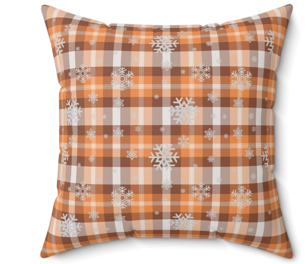 Winter Ranch Scene Throw Pillow, Cozy Home Decor with Plaid Accent Back | Perfect for Living Room or Bedroom