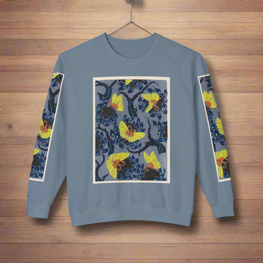 Art Nouveau Butterfly Crewneck Sweatshirt – E. A. Séguy Inspired Unisex Sweater