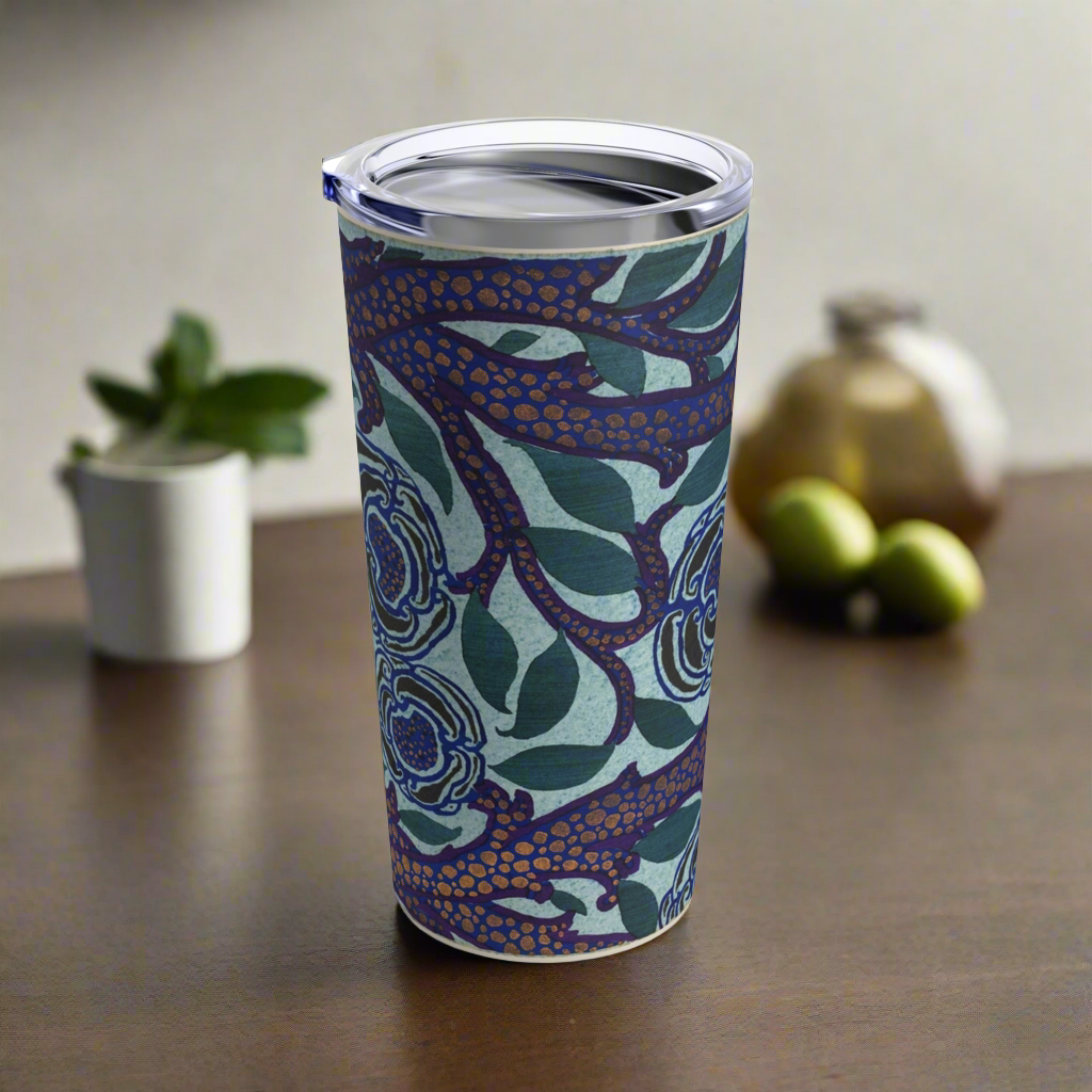 Art Deco Floral Tumbler – 20oz E. A. Séguy Inspired Oriental Stencil Design