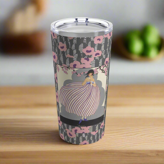 Vintage French Art Deco 20oz Stainless Steel Tumbler – Elegant Fashion Illustration