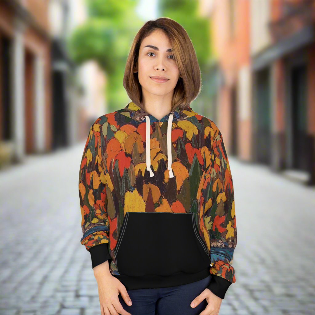 Autumn Foliage Hoodie – All-Over Print Inspired by Tom Thomson's Art