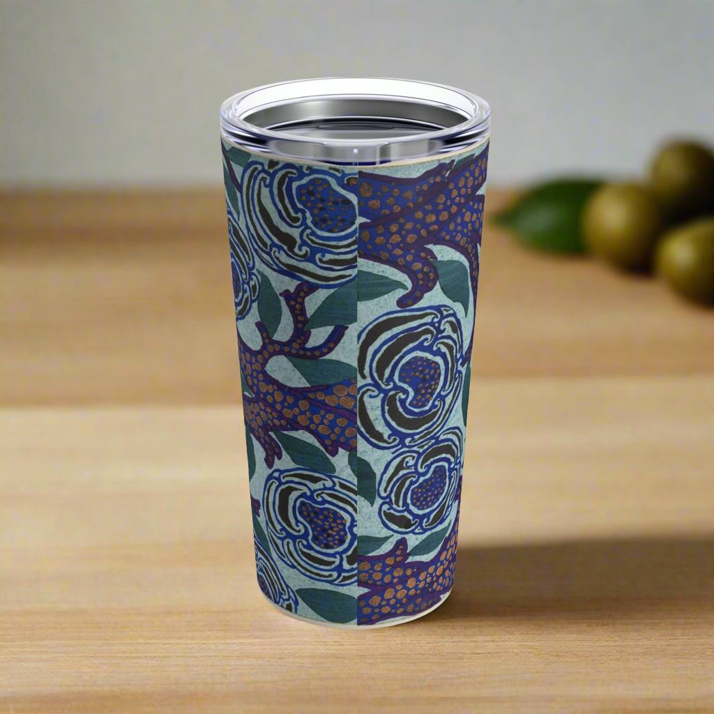 Art Deco Floral Tumbler – 20oz E. A. Séguy Inspired Oriental Stencil Design