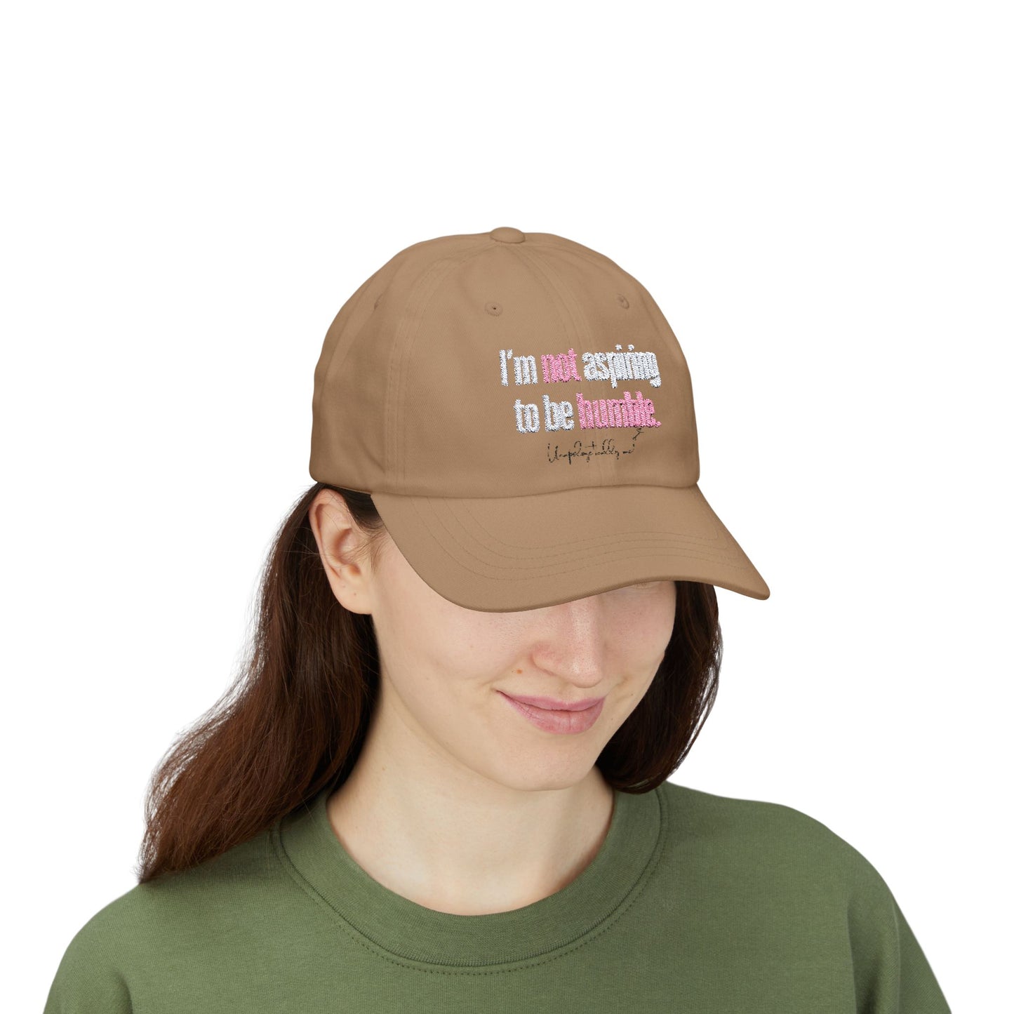 Model wearing the classic dad hat in a casual setting.