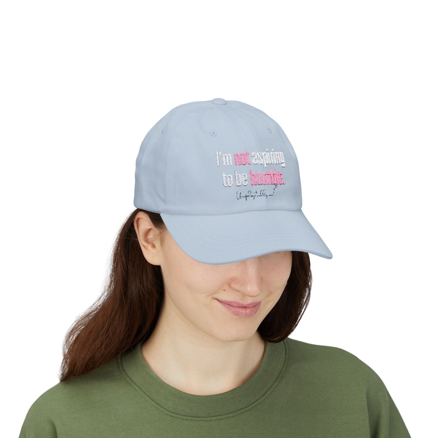 Model wearing the classic dad hat in a casual setting.