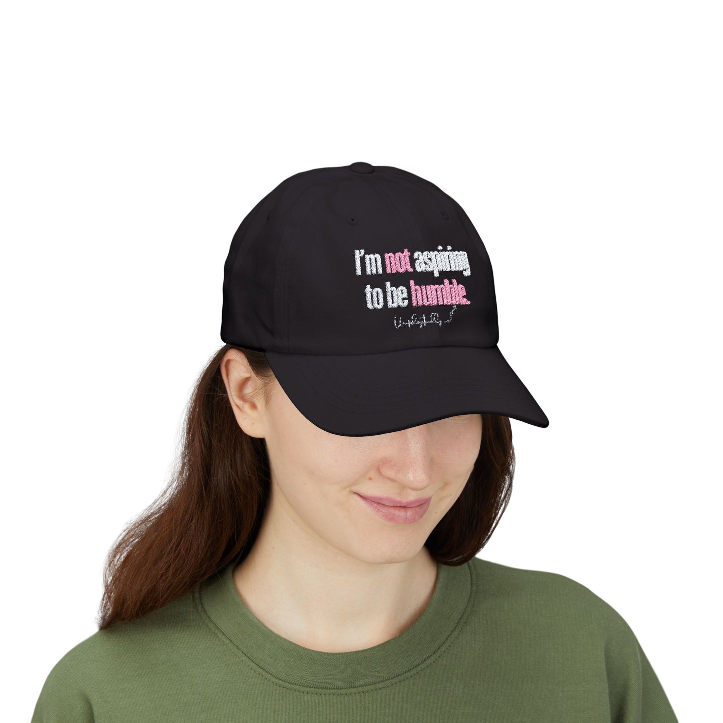 Model wearing the classic dad hat in a casual setting.