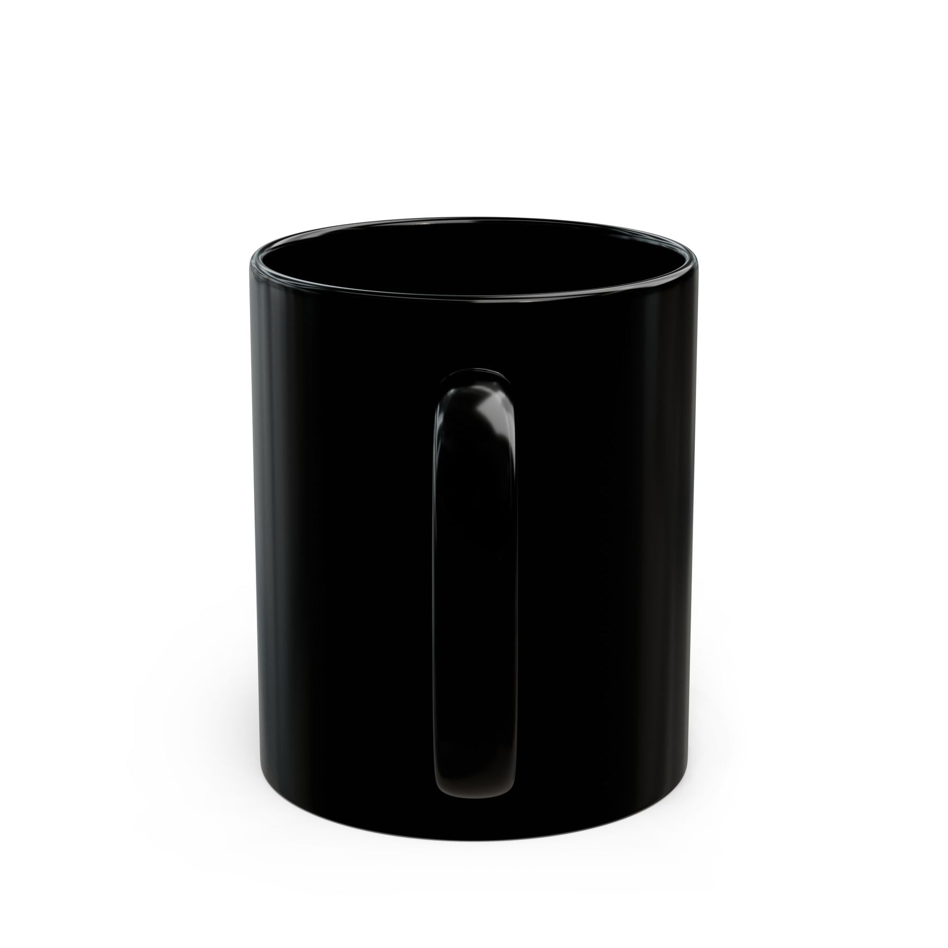 Back view of black mug on a white background