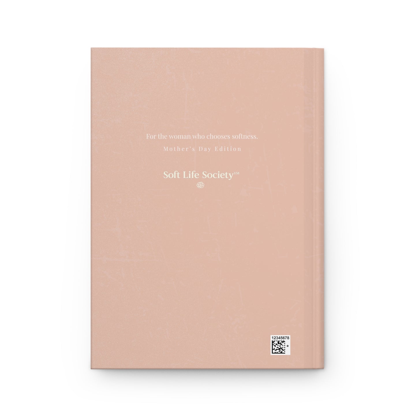 Back cover of Quiet Strength journal book with 'Soft Life Society' text on a white background
