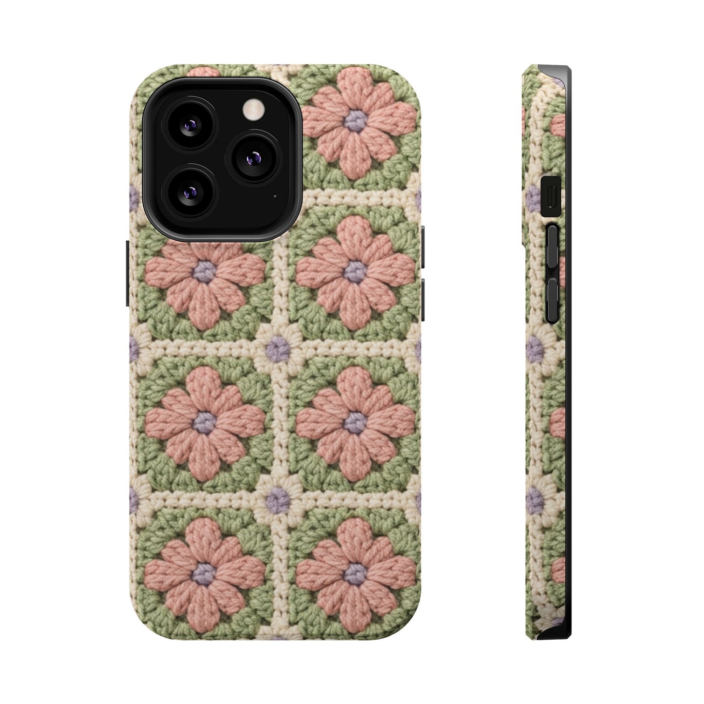 Crochet Floral Granny Square iPhone Case | Magnetic Impact-Resistant