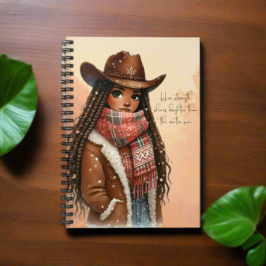 Holiday Cowgirl Spiral Notebook, 118-Page Ruled Journal with Festive Winter Design | Inspirational Quote Cover