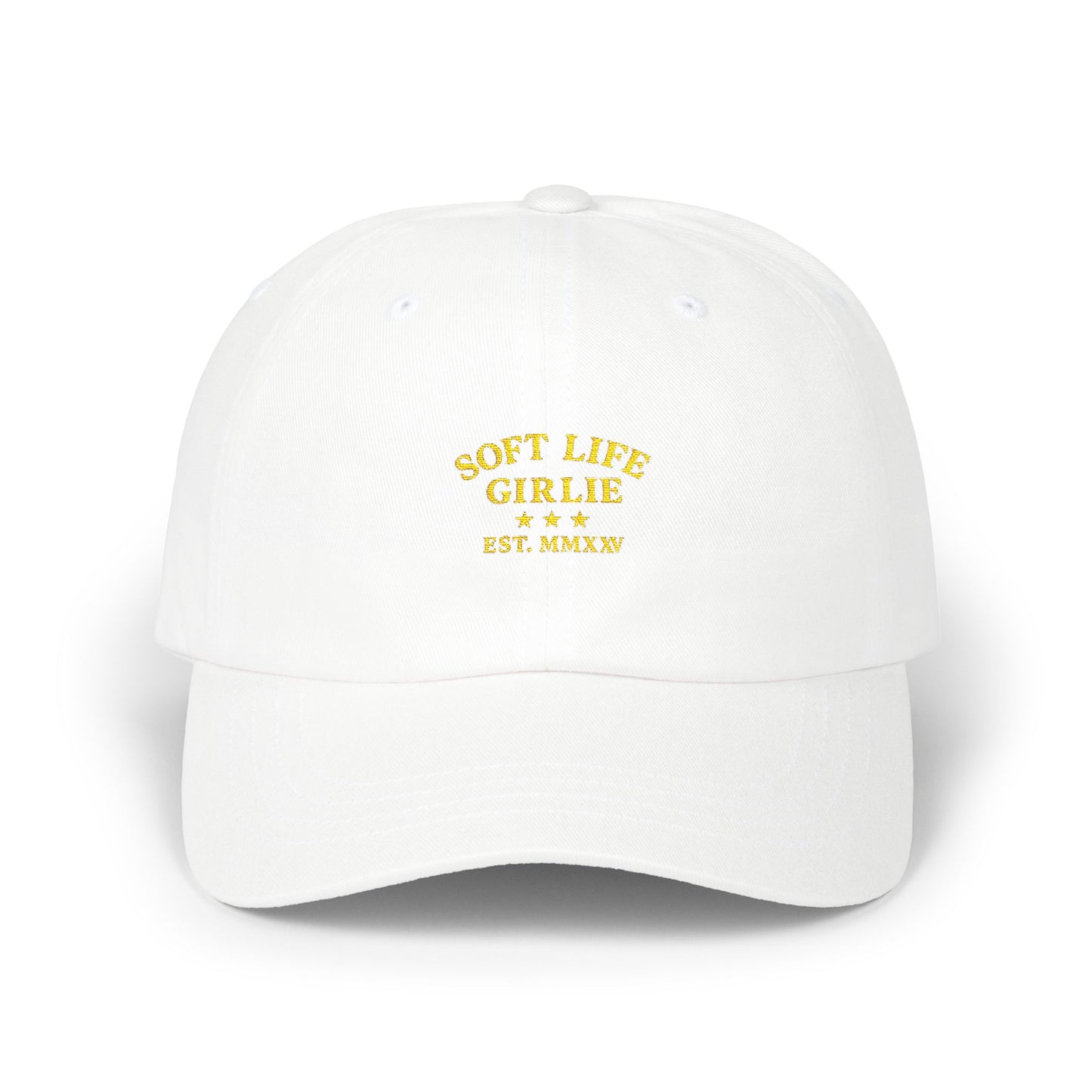 Soft Life Girlie™ Dad Hat | Minimal Embroidered Cap for Women | Soft Life Aesthetic Streetwear | Casual Adjustable Cotton Hat | Black & White