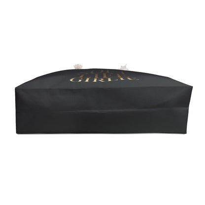 Bottom view of the black Soft Life Girlie tote bag showing the sturdy T-bottom construction.