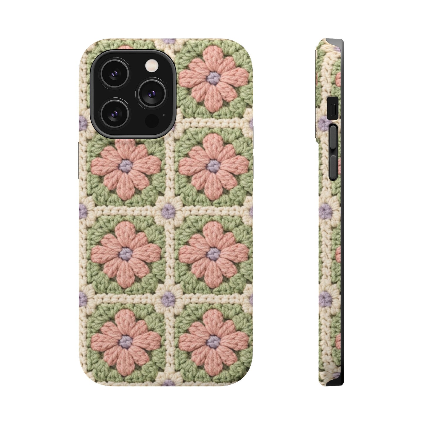 Crochet Floral Granny Square iPhone Case | Magnetic Impact-Resistant