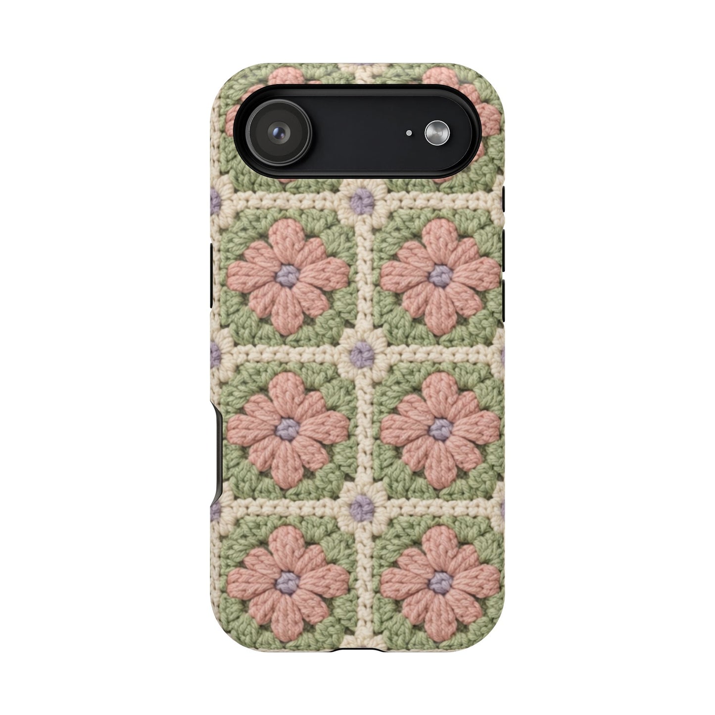 Crochet Floral Granny Square iPhone Case | Magnetic Impact-Resistant