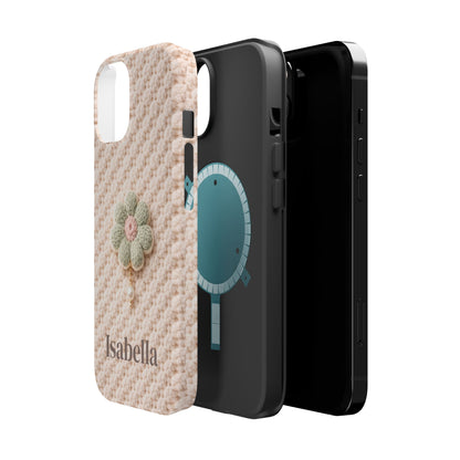 Three phone cases with different designs on a white background