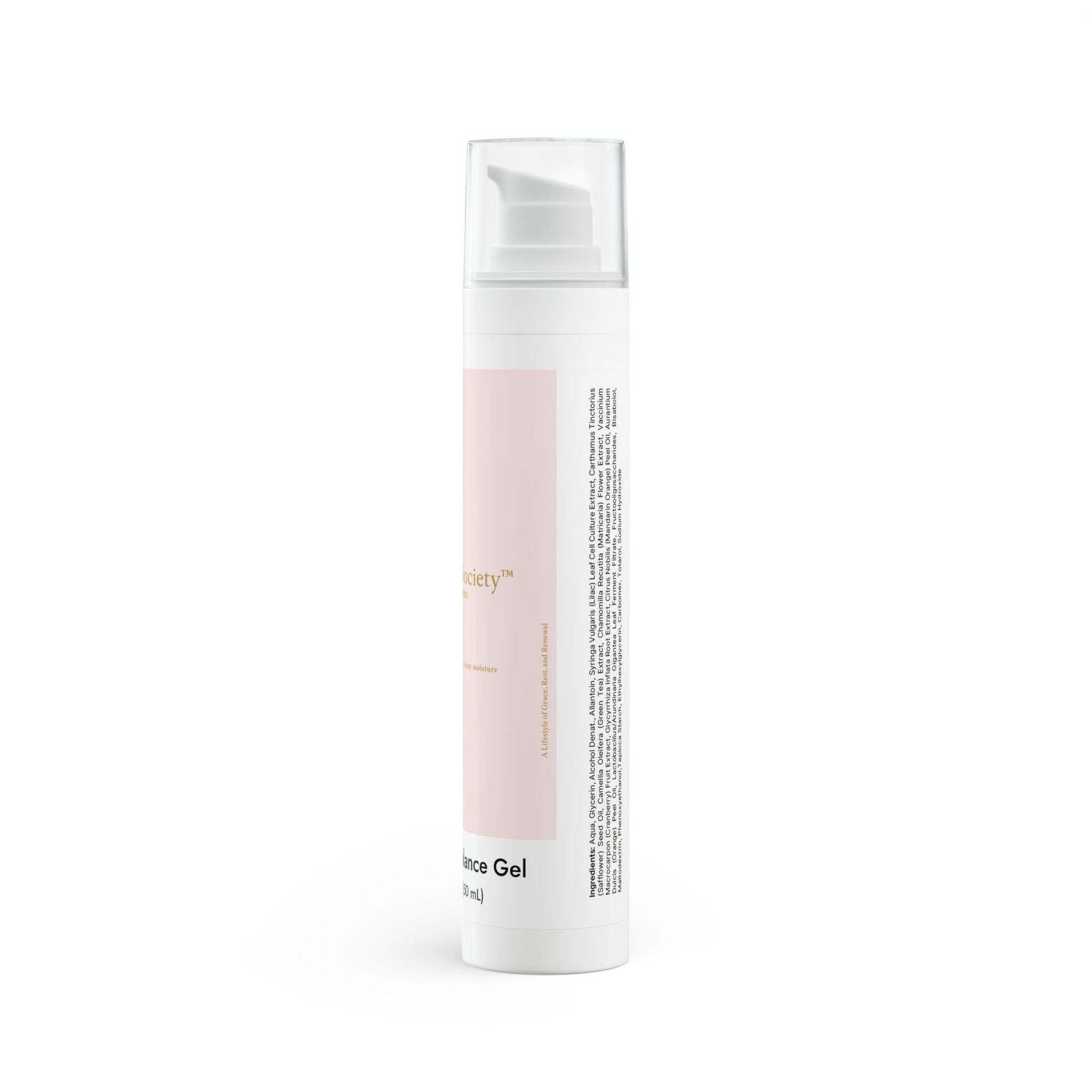 Skincare bottle with pink gel and white cap on a white background