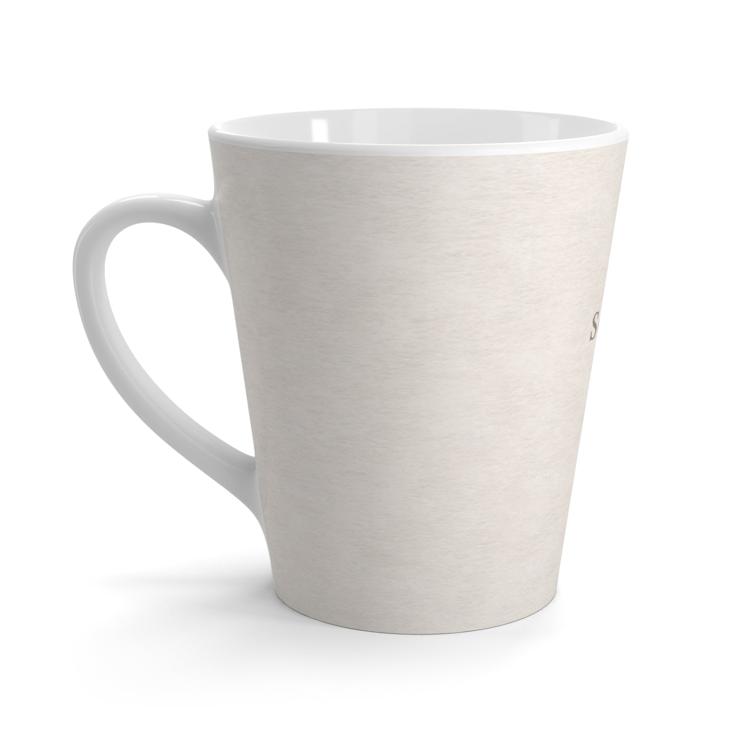 Cream ceramic mug on a white background
