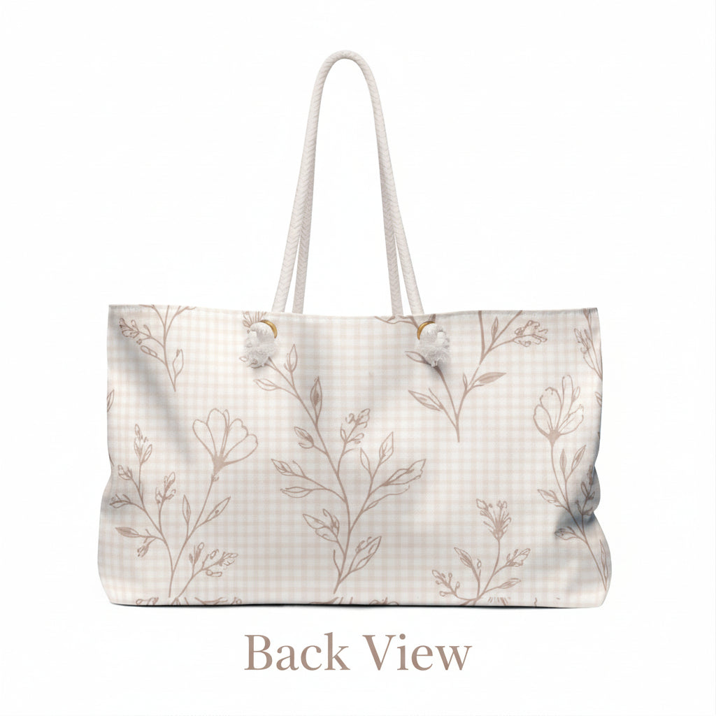 Tote bag with floral pattern on a white background