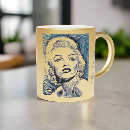 Marilyn Monroe Gold Metallic Coffee Cup - Elegance and Inspiration