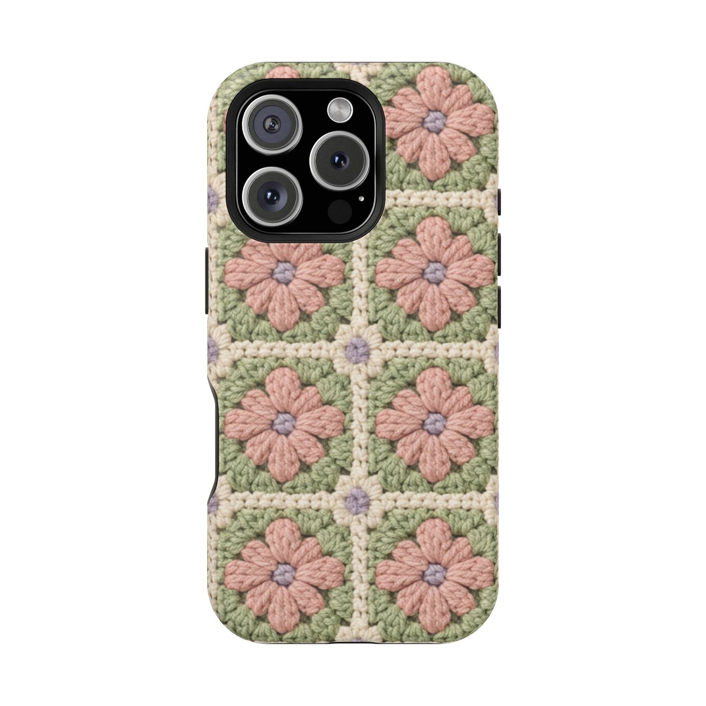 Crochet Floral Granny Square iPhone Case | Magnetic Impact-Resistant