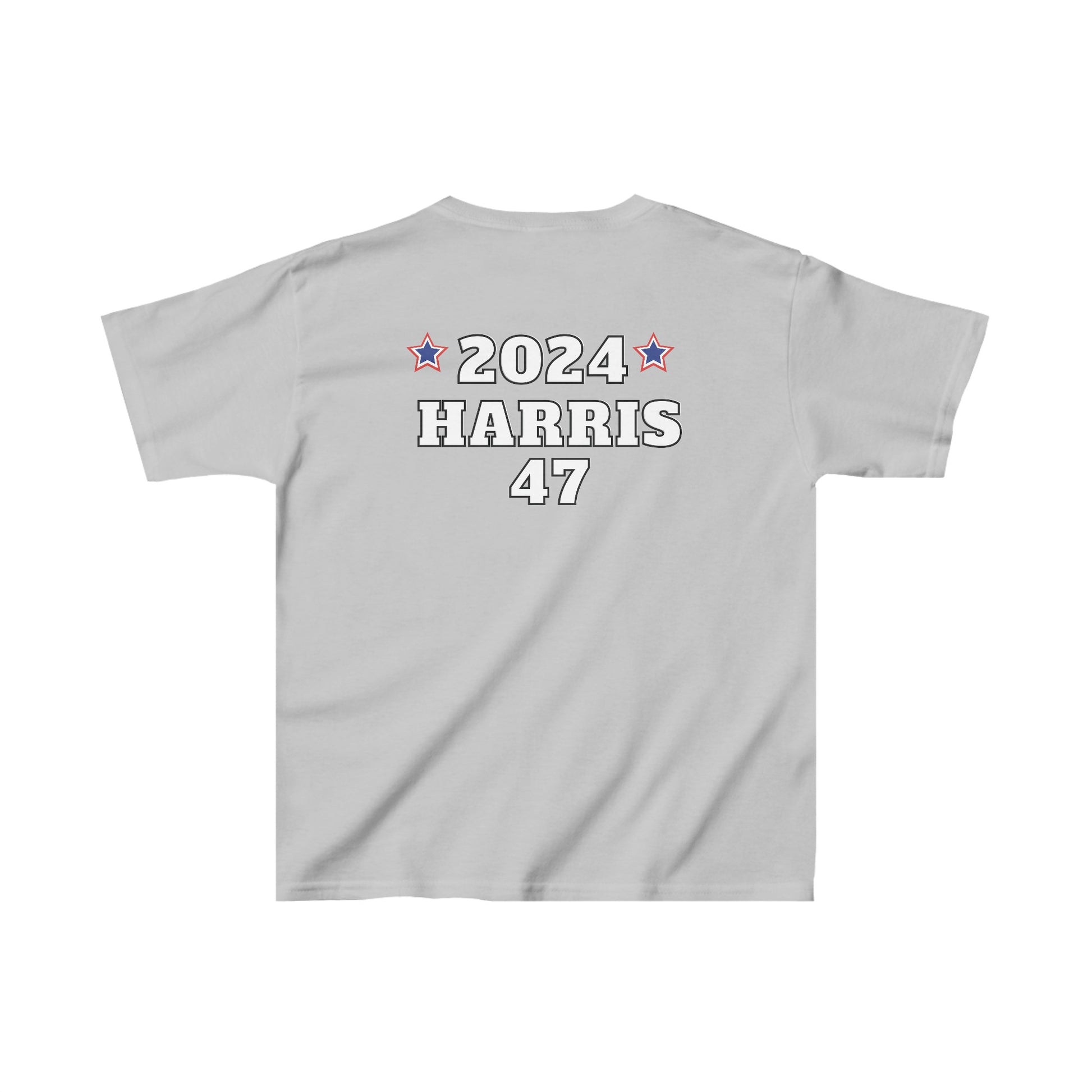 Kids' Coconut Tree Quote T-Shirt with 2024 HARRIS 47 Back Print – Patriotic Kamala Support Tee, featuring a fun and inspiring design.