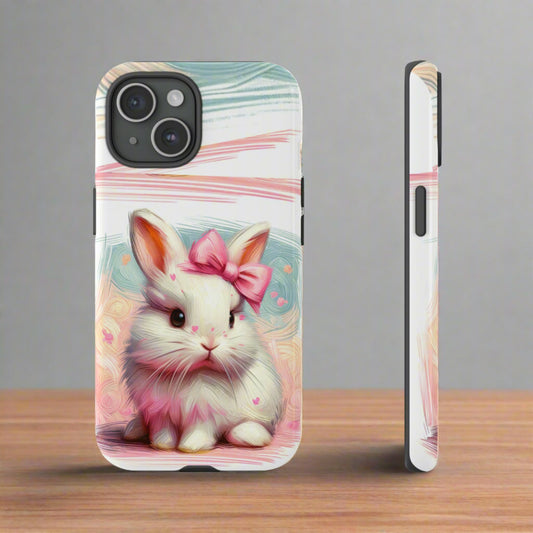 Whimsical Bunny Art Phone Case - Dual-Layer Durability for iPhone, Samsung, Pixel Tough Cases